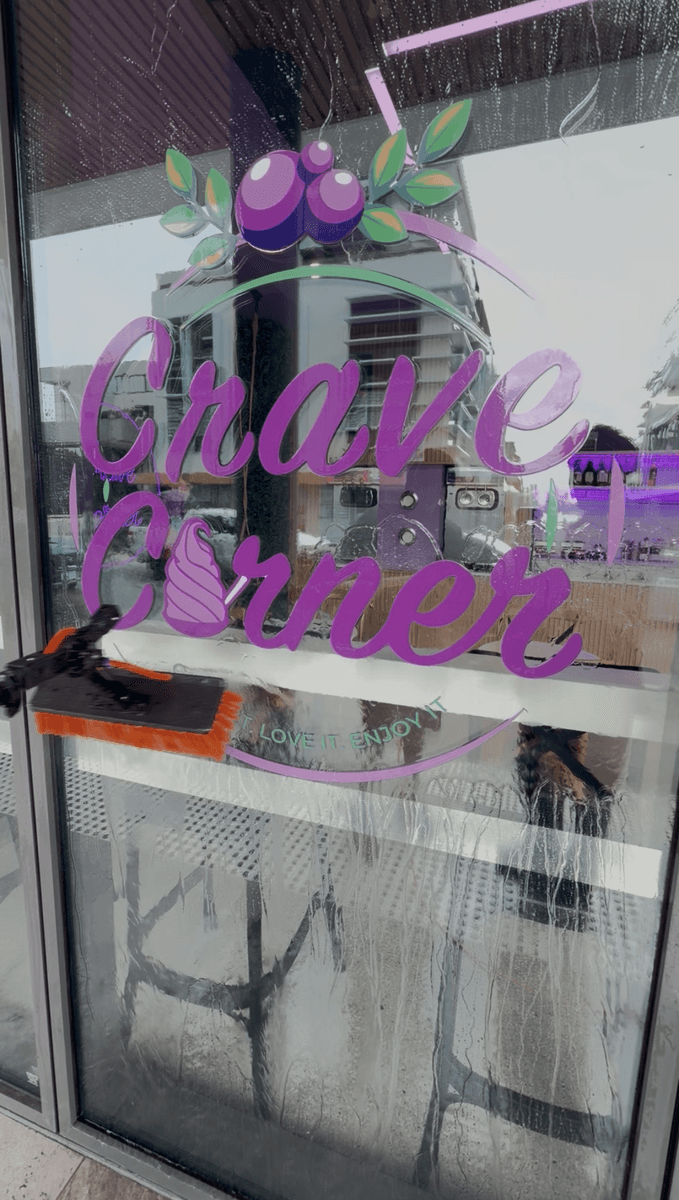 Crave Corner windows before cleaning