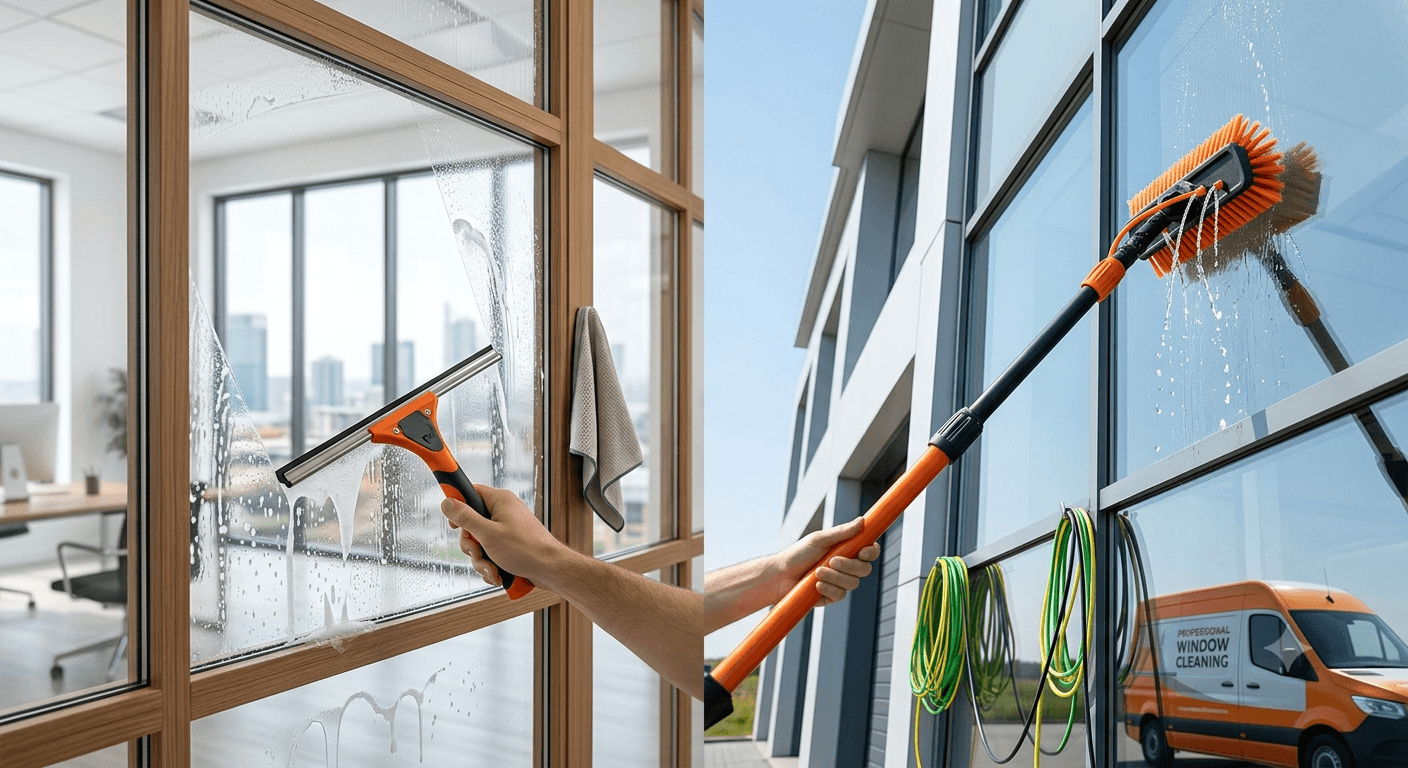 Interior and exterior window cleaning
